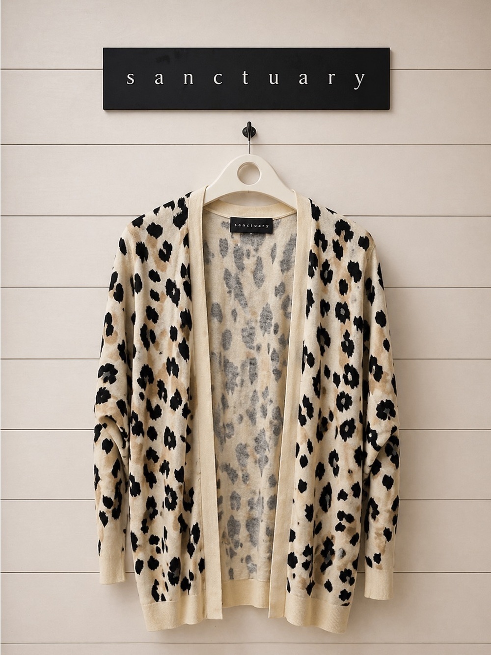 SANCTUARY Leopard Print Open Cardigan – Size L